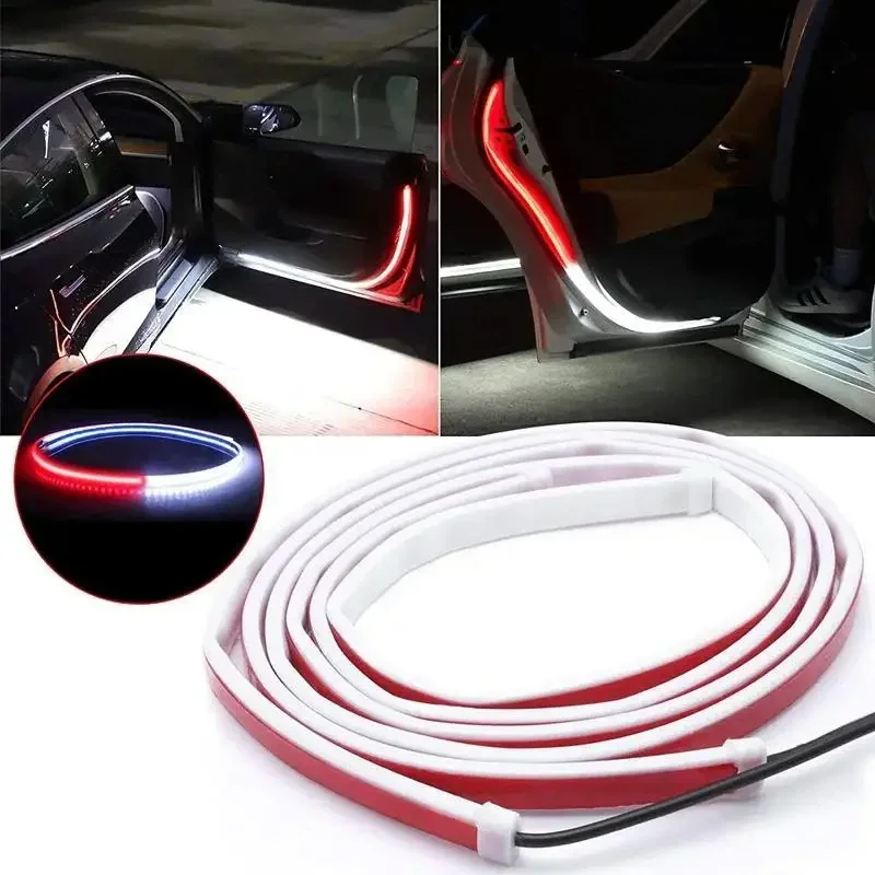 

2pcs 120cm 12V Car Door Opening Warning LED Light Red White Welcome Decor Lamp Strip Safety Universal Auto Light Usb Accessories