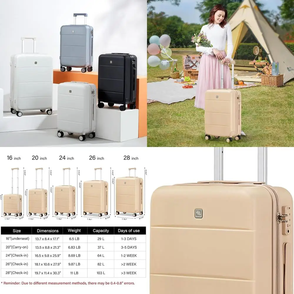 

Чемодан для ручной клади, одобренный авиакомпанией: твердый корпус из поликарбоната 22x14x9 с колесами и замком TSA для мужчин и женщин — легкий дорожный чемодан