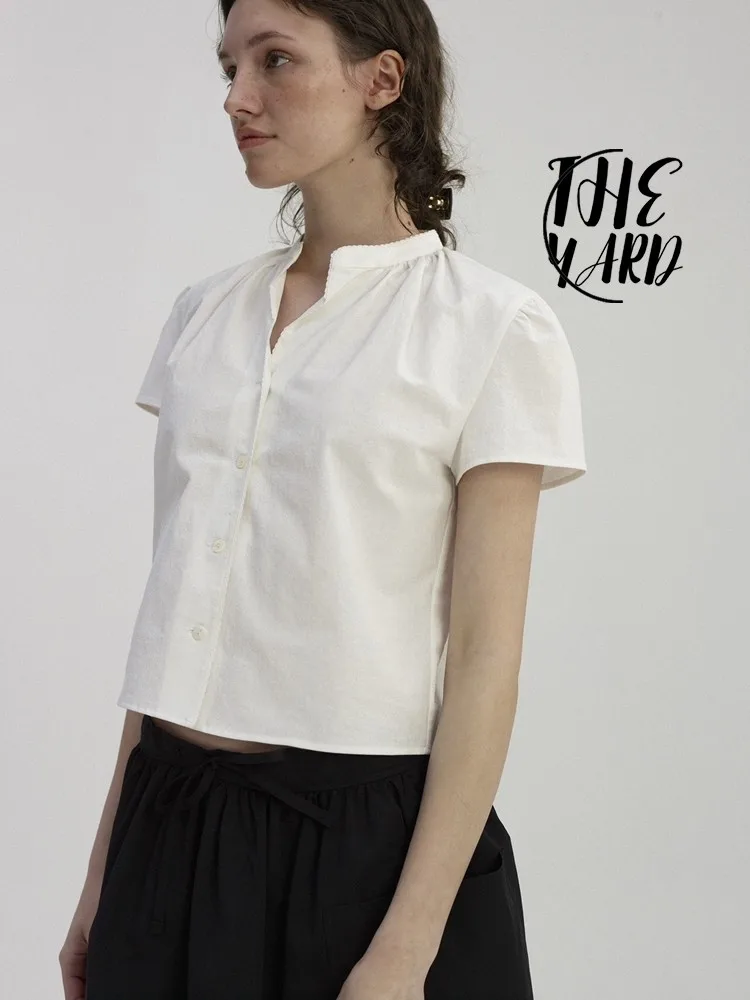 

Ничего письменного однотонного кружевного тримача ort Sve irt, лето 2024, круглый топ Ne Regular Length Fem Top