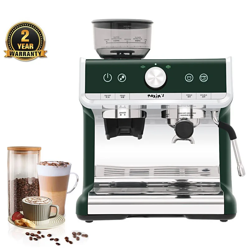 20Bar Electric Espresso Italian Coffee Machine Maker with Grinder Milk Frother Commercial for Home Cafe Hotel Restaurant