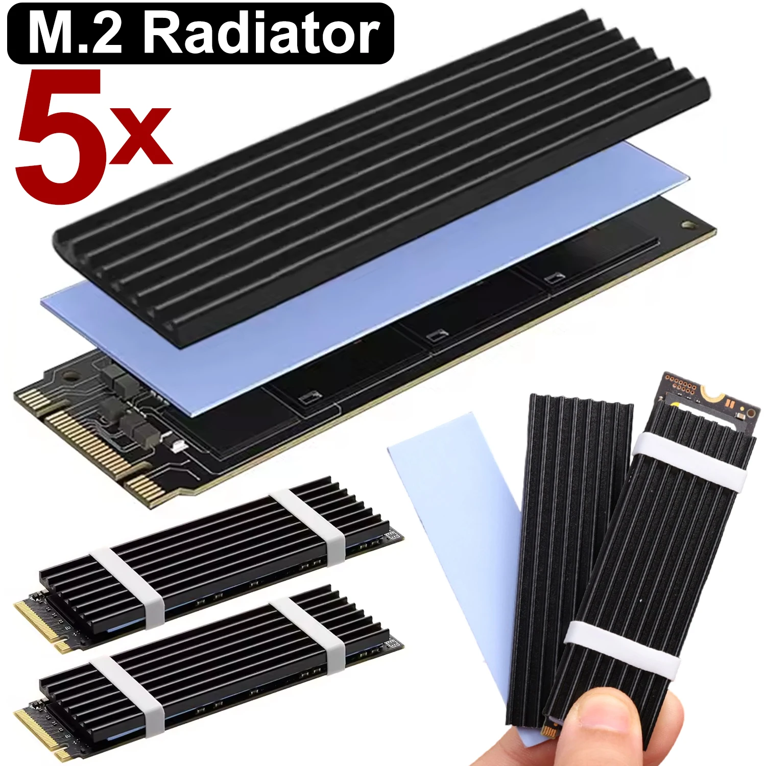 

Радиатор M.2 2280 SSD, твердотельный жесткий диск, радиатор из алюминиевого сплава с силиконовой термопрокладкой для настольного ПК, комплект охлаждения SSD