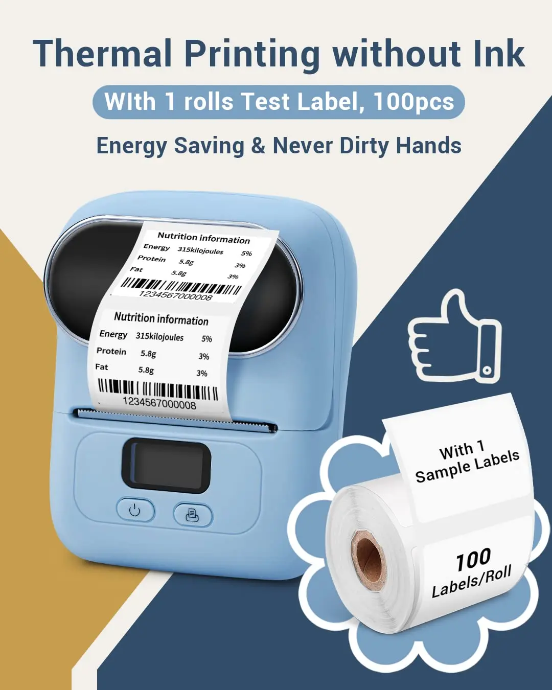 M110 Label Maker-Phomemo Barcode Self-adhesive Label Printer 100+ Free Label templates,13 Languages Thermal Printing Without Ink