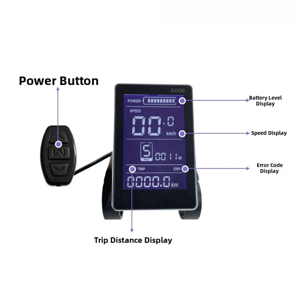 

Electric Bicycle LCD Instrument Panel For JN LCD GD06 ABS 5-pin SM Connector 36V 48V For EBike Bicycle Odometer Accessories