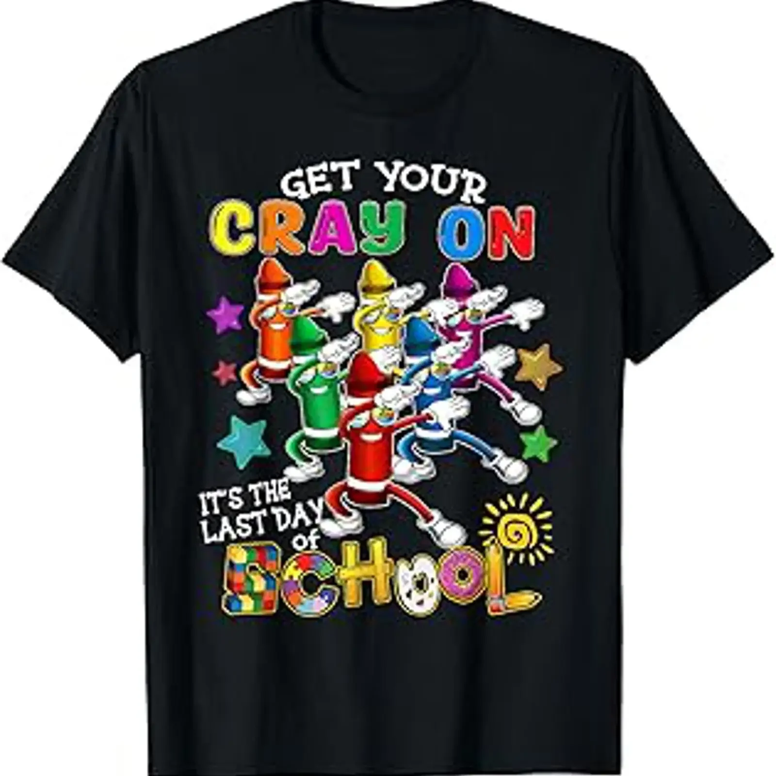 Last Day of School End Year Student Get Your CrayOn T Shirt vintage Washed streetwear fashion Versatile designer clothes