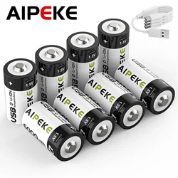 AIPEKE 2-10PC USB 6000mWh D Size Batteries LR20 Lithium Battery Li-ion Rechargeable D Size Batteries 1.5V for Gas Appliances