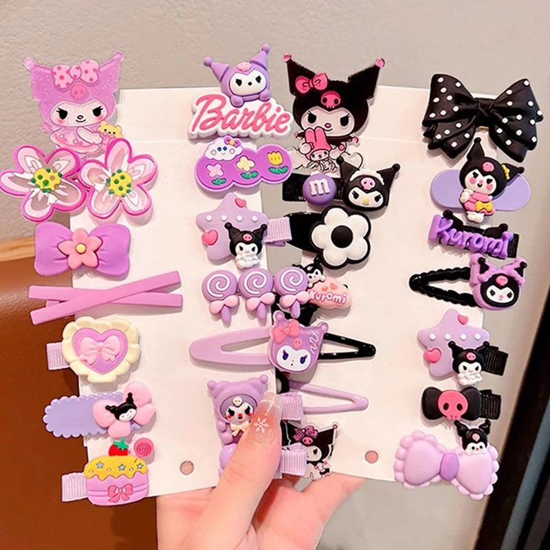 14pcs Sanrio Kuromi Cute Hairclip Headwear For Girls Anime Cartoon Fashion Hairpin Hair Accessories Kids Birthday Xmas Gift