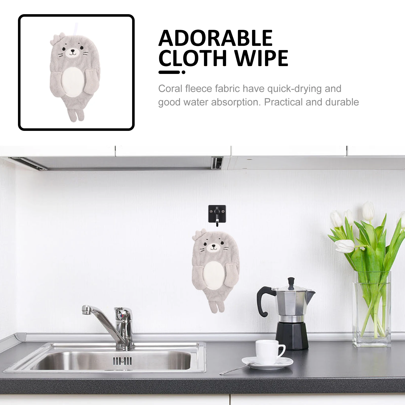 

Creative Animal Hand Towel 1 Unit Fast Drying Coral Fabric Compact Comfortable Hanging for Bathroom Home Kitchen Decorative Wipe