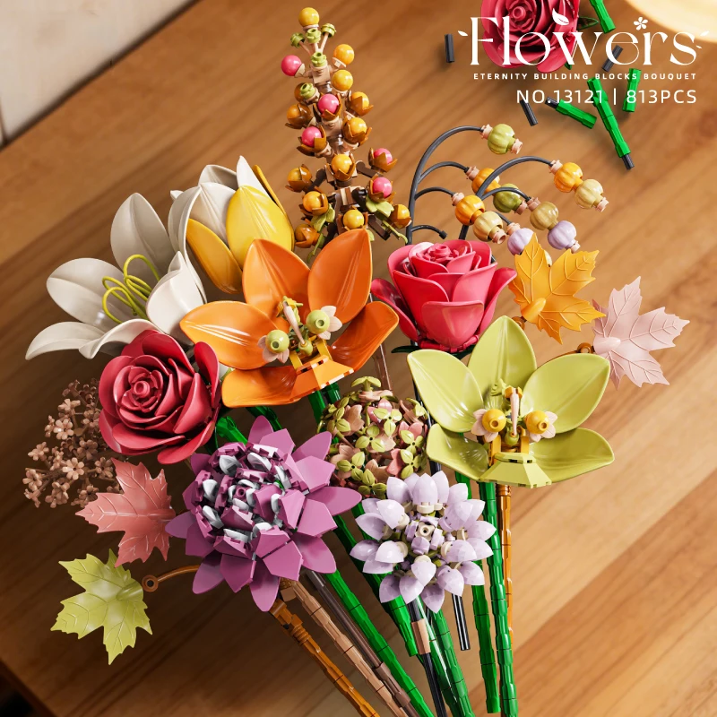 

Осенний банкетный букет из неувядающих цветов: конструктор DIY, набор для создания цветочных композиций из роз и лилий, креативный подарок на День святого Валентина для детей
