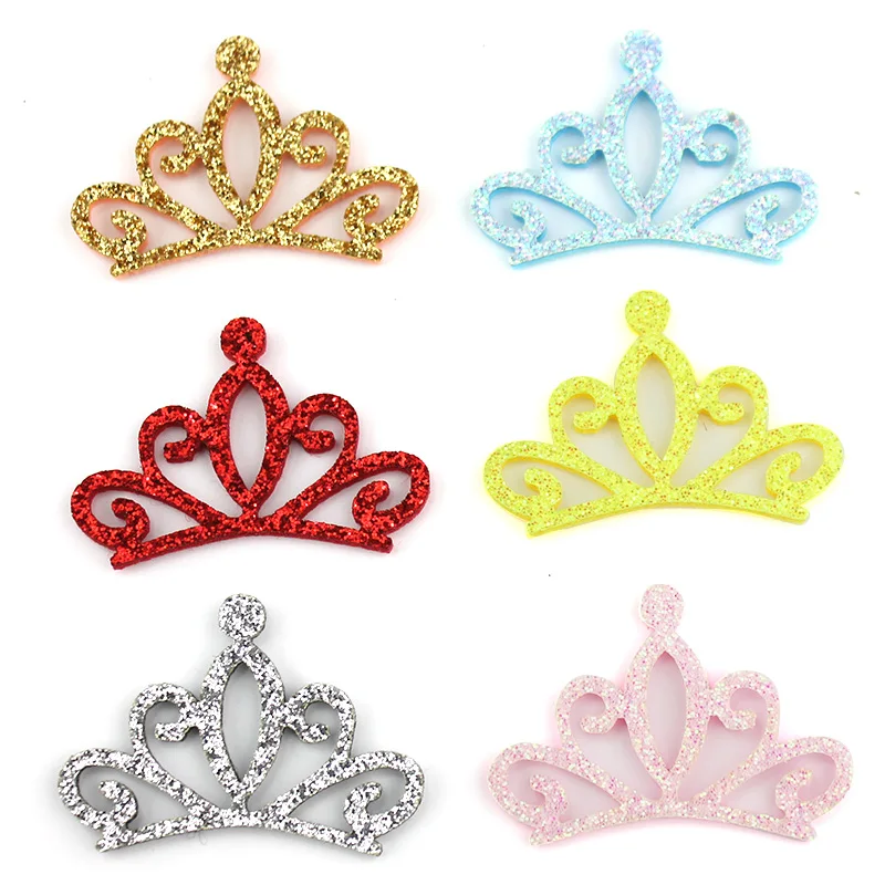 35Pcs 4.8*5.2cm Shiny Gold Powder Crown Felt Appliques For DIY Headwear Hairpin Crafts Decoration Ornament Accessories