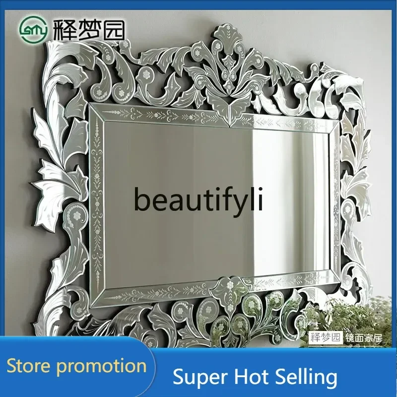 P6239 American Carved Decorative Mirror Entrance Bathroom Mirror Venetian Neoclassical Decor