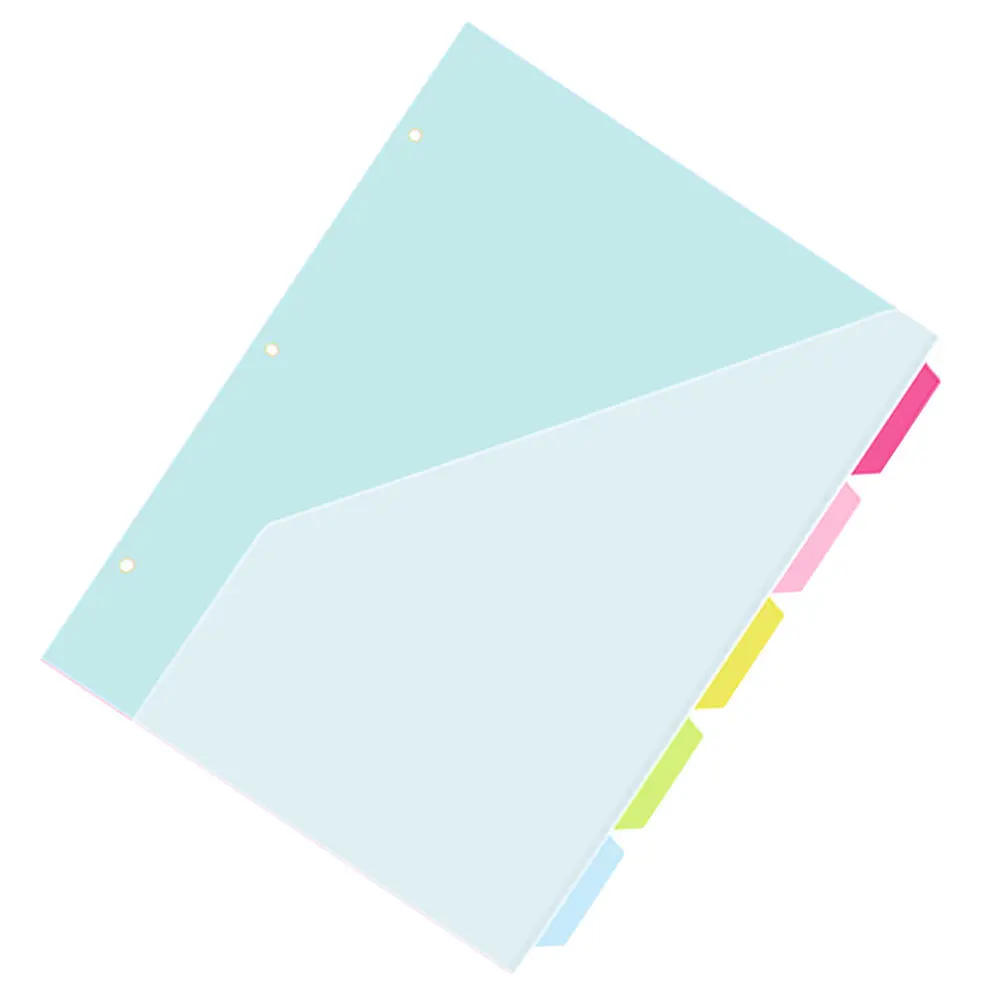 

5Pcs Three Hole Index Binder Dividers Plastic Pocket Tabs Folder Organizers for 3 Ring Document Storage Page Dividers