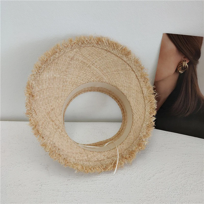 New 2022 Raffia Visor Hat For Women Summer Sun Hat UV Protection Beach Hat Lightweight Breathable Straw Hats Wholesale