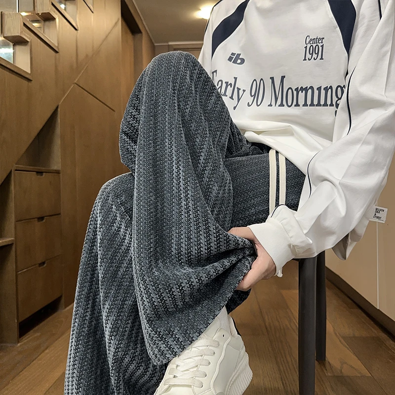 

LAPPSTER New Striped Joggers Pants Men's Loose Straight Oversized Clothing Grey Work Wear Black Joggers Casual Male Trousers