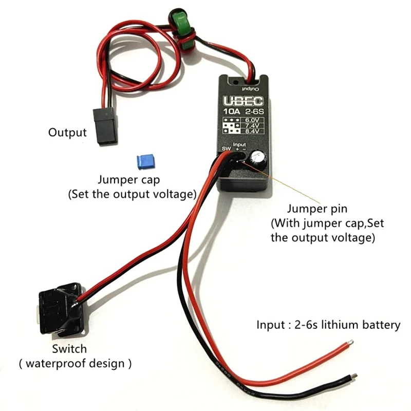 Hobbywing nuovo modulo regolatore di tensione UBEC 10A impermeabile 2-6S 6 / 7.4 / 8.4V 10A guscio in metallo regolabile BEC per parti di automobili