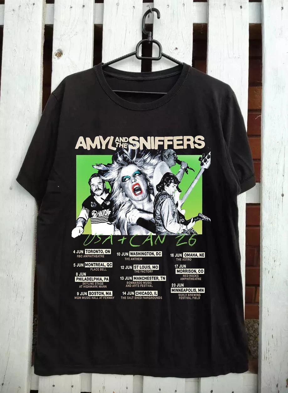 Camiseta Amyl and the Sniffers 2026 North American Tour Tamanho Men's T-shirt Breathable Regular Edition, Summer Casual Clothing