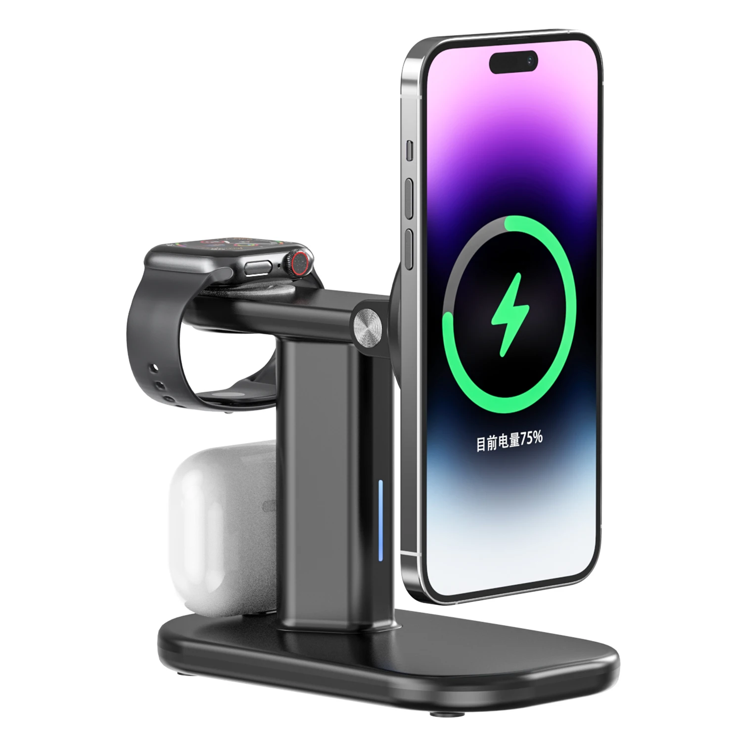 

Fast Magnetic Wireless Charging Station for iPhone 16/15/14/13 Pro Max 3 in 1 Mag-Safe Charger Stand for iWatch Series Airpods