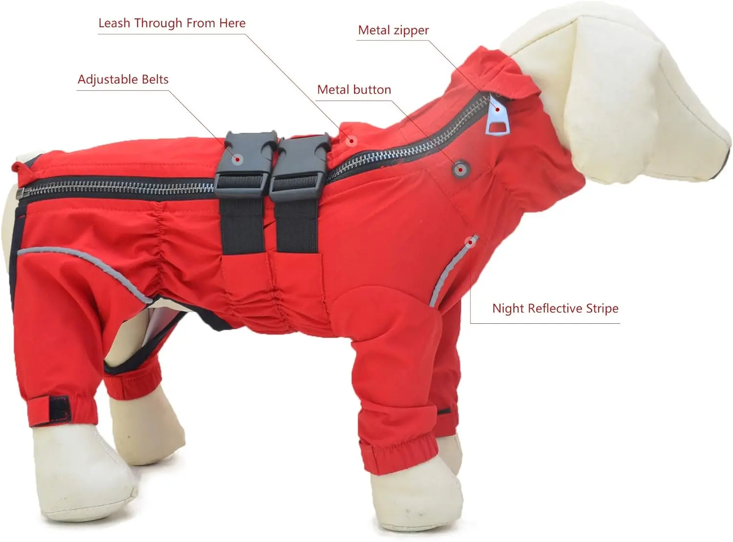 Dogs Waterproof Jacket, Lightweight Reflective Safety Dog Raincoat Windproof Snow-Proof Dog Vest for Corgis Dachshund