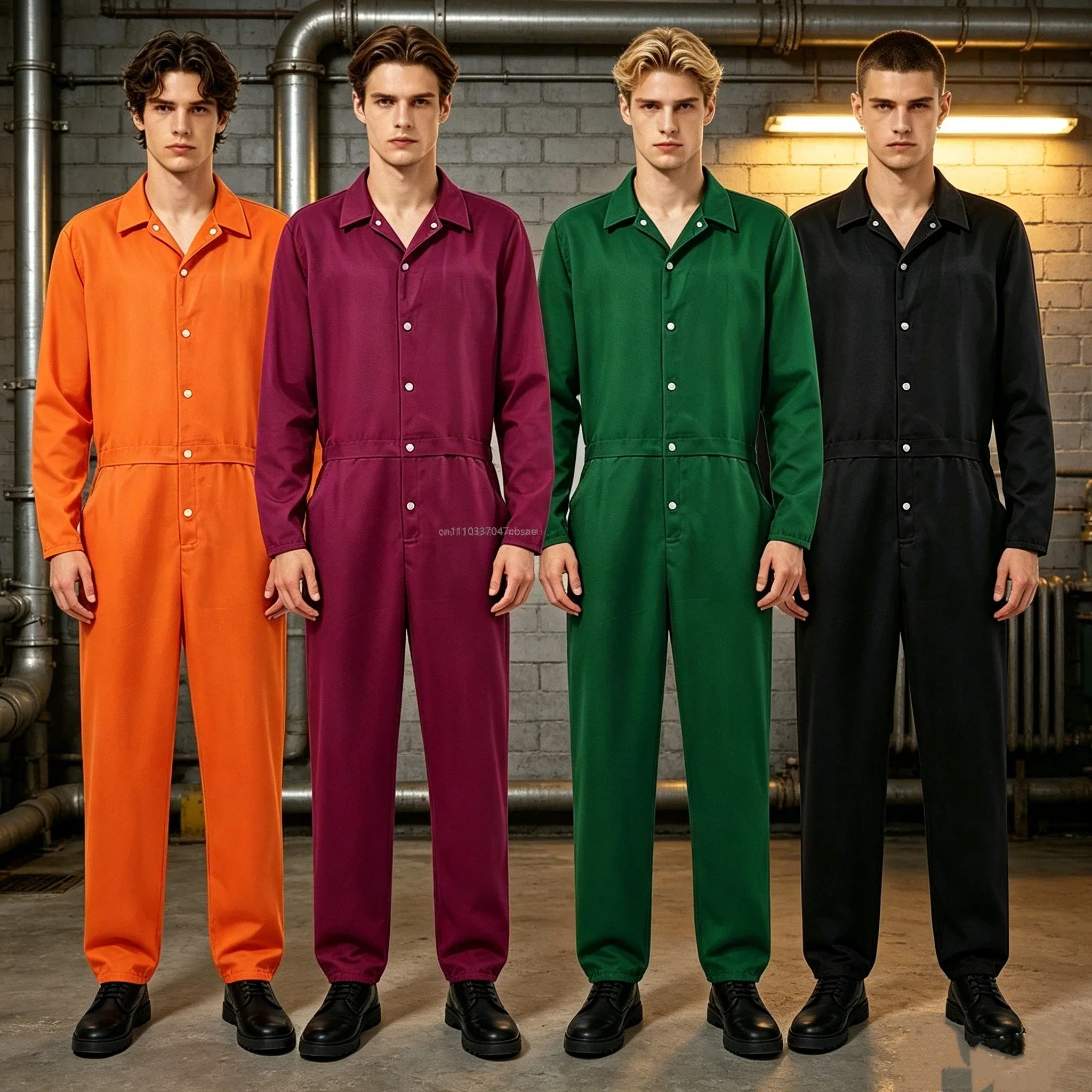

Unisex Halloween Overall Costume Prisoner Cosplay Red Orange Jumpsuit Men Women Carnival Prison Performance Clothing Uniform