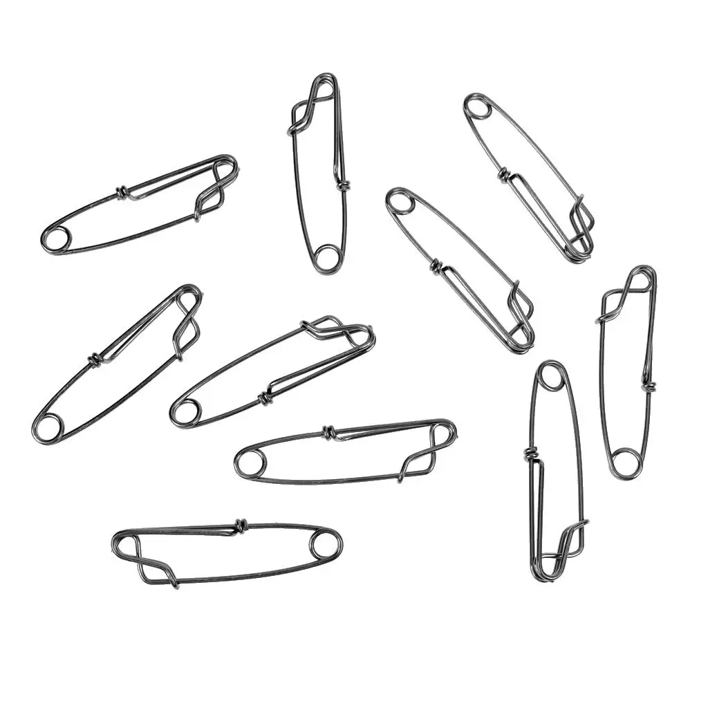 عبوة مكونة من 10 مشابك من الفولاذ المقاوم للصدأ ذات خط طويل ومشابك التونة العائمة