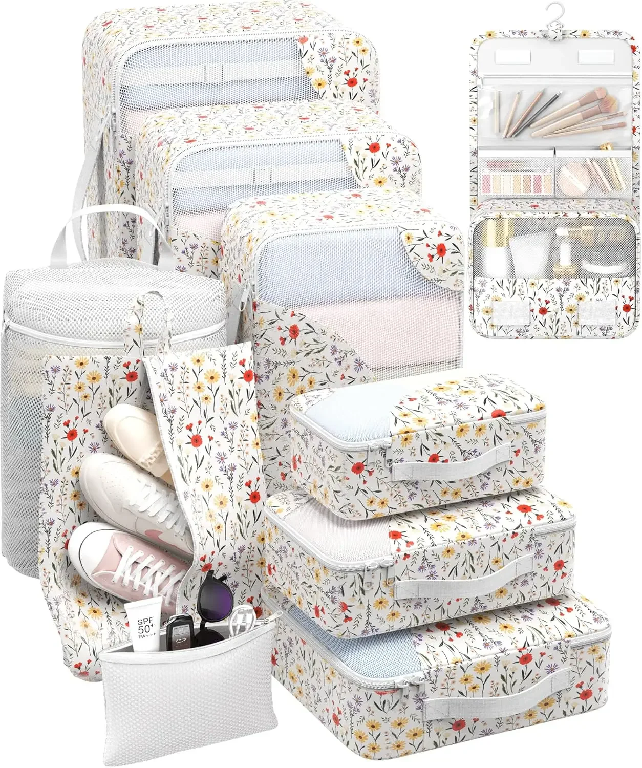 

Ten Piece Travel Organizer Set with Shoe and Toiletry Bags