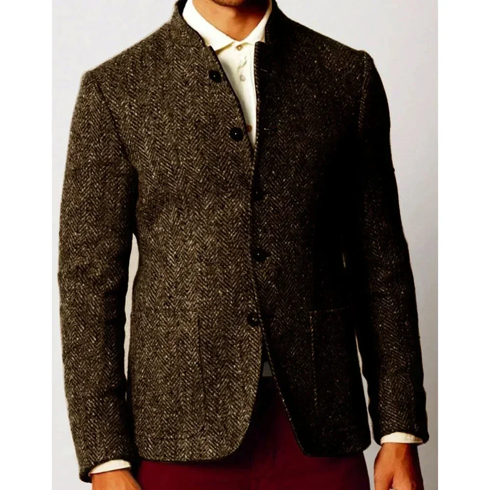 B.A3770 1-2xl Business Coat Mid Length Cardigan Work Office Coat ong Sleeve Single Button Men Suit Jacket