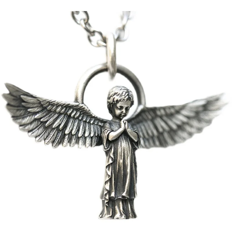 Fashionable Little Boy Angel Pendant Necklace for Men and Women Punk Hip Hop Trendy Casual Party Jewelry Couple Gift