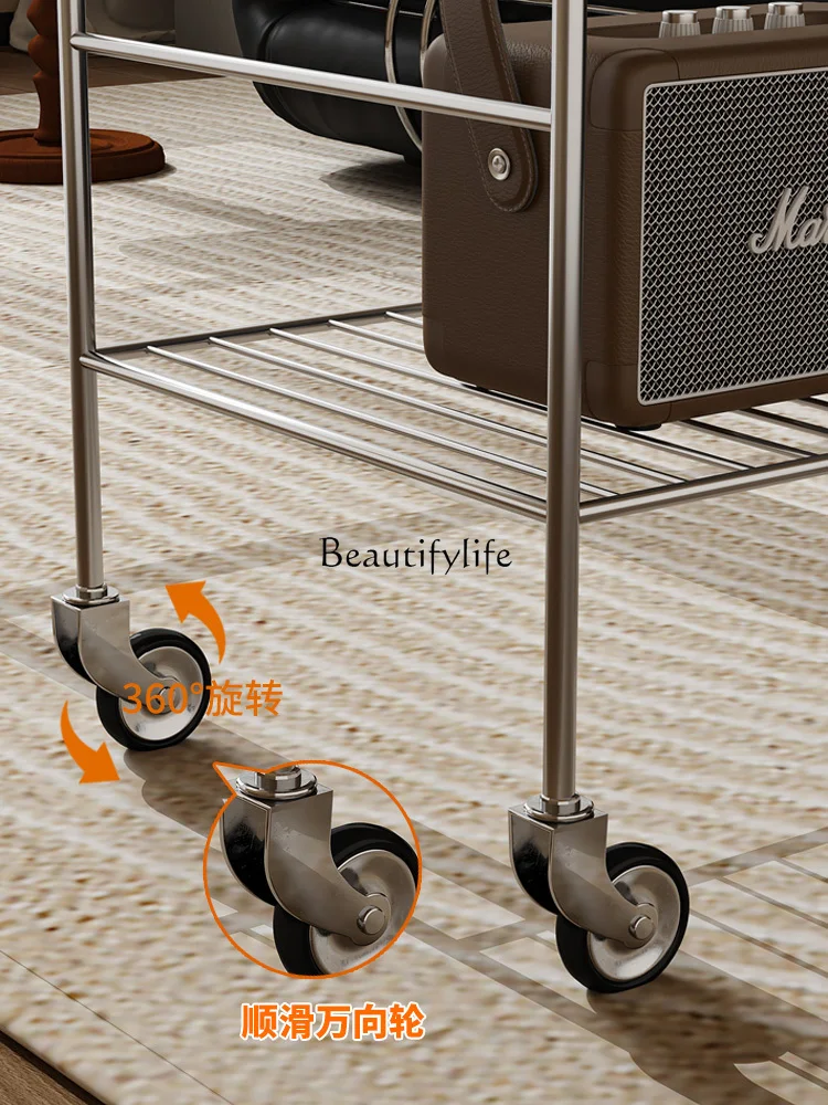 Подвижная современная простая тележка, подержанная гостиная из нержавеющей стали, высококачественный легкий роскошный угловой столик