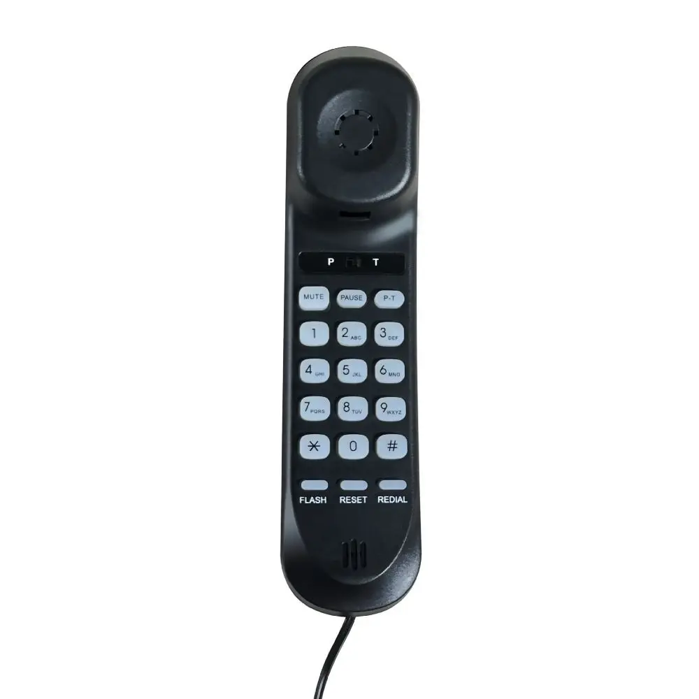 Large Buttons Corded Landline Phone Flash Mute Redial Black Color Wall Mountable Phone HD Sound Wall Mountable Design