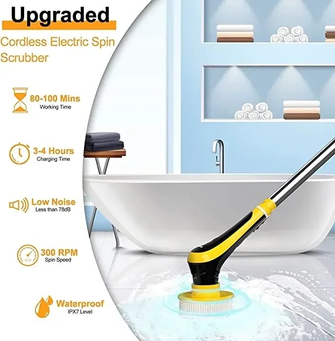 IPX8 IPX7 Electric Cleaning Brushes 10/6/5 Heads 80min Fish Tank Electric Scrubber Brush Kicthen Bathroom Toilet Cleaning Tools