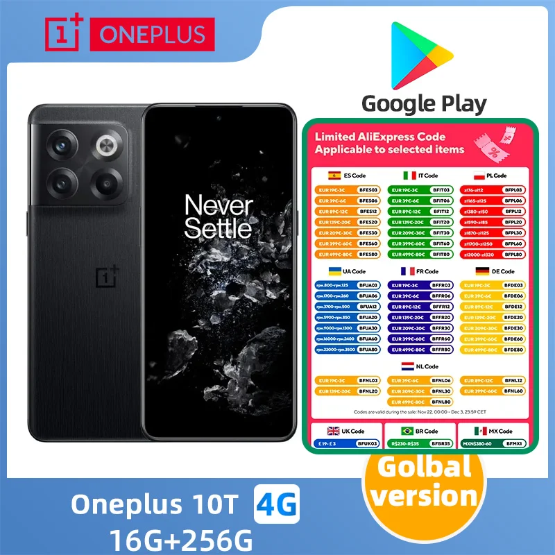 Oneplus 10T 5G SmartPhone CPU Qualcomm Snapdragon 8+ Gen1 Battery capacity 4800mAh 50MP Camera original used phone