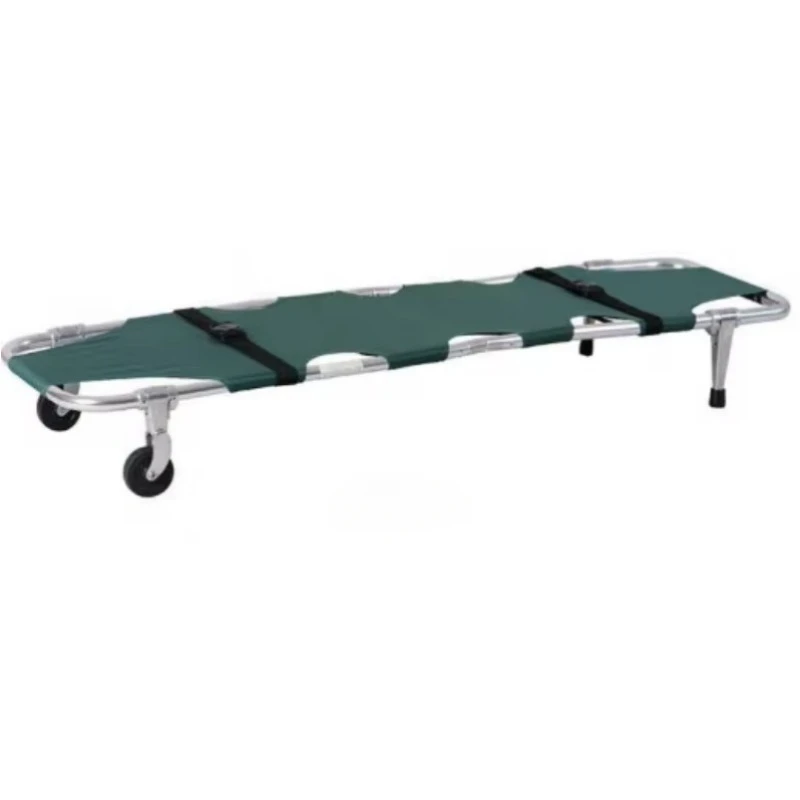 Emergency Aluminum Folding Stretcher Portable Multifunctional Rescue Single Stretcher with Wheels