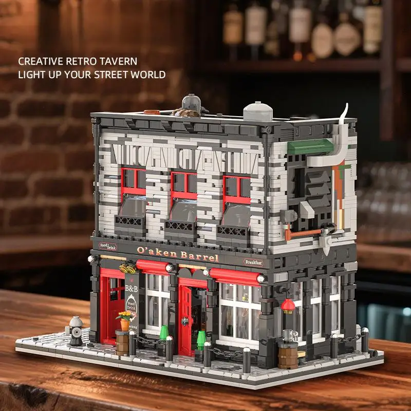 2368 PCS Retro Bar Building Set - Vintage Pub Model Brick Kit, DIY Modular House Decor for Adults Teens Age 14+