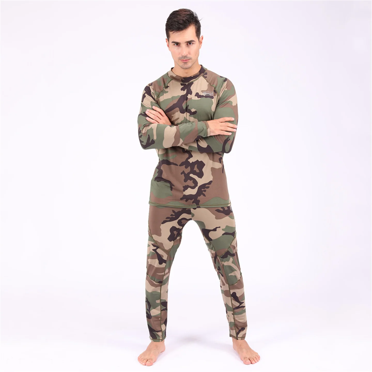 Winter Men\'s Thermal Camouflage Tactical Hunting Lining Shirt And Pants Suit Outdoor Mountaineering Breathable Fitness Underwear