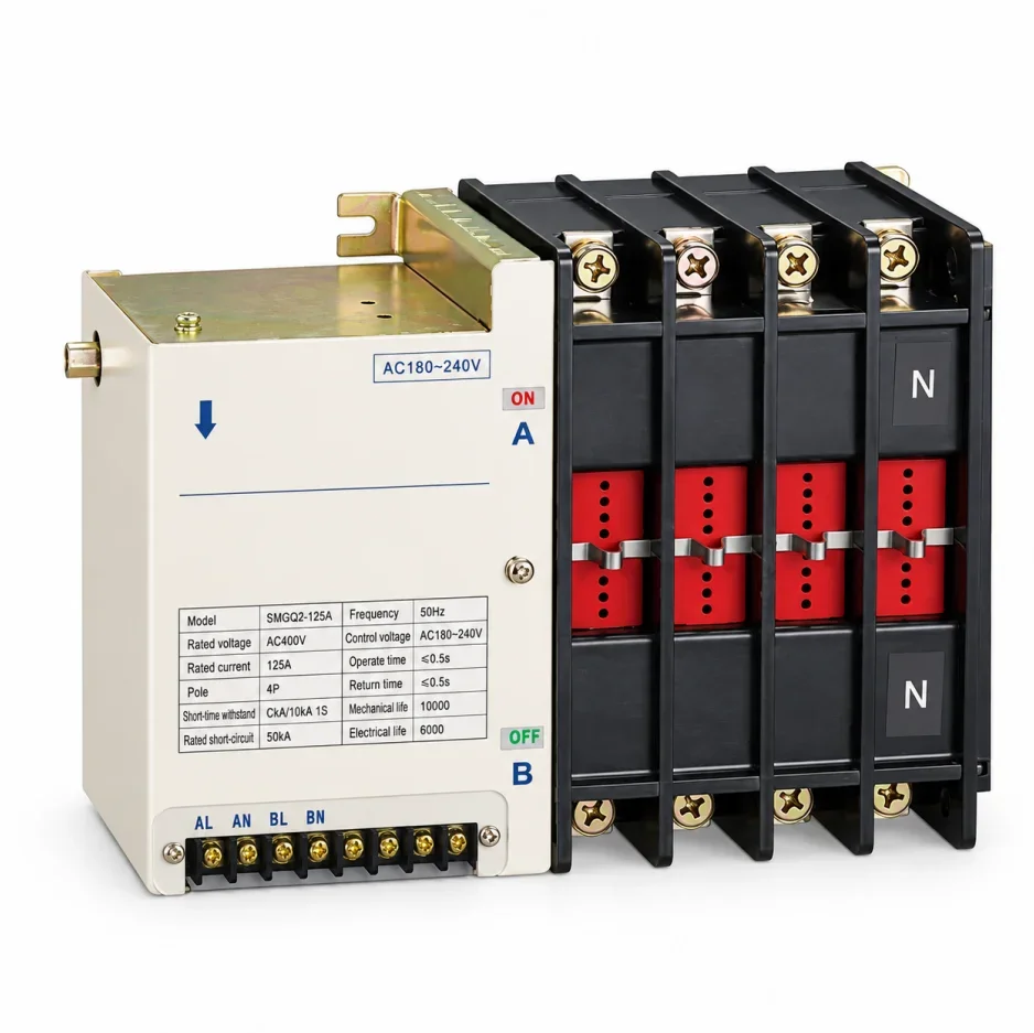 125A 3 Phase 4P Automatic Transfer Switch Dual Power Changeover Switch For Generator Solar Power System