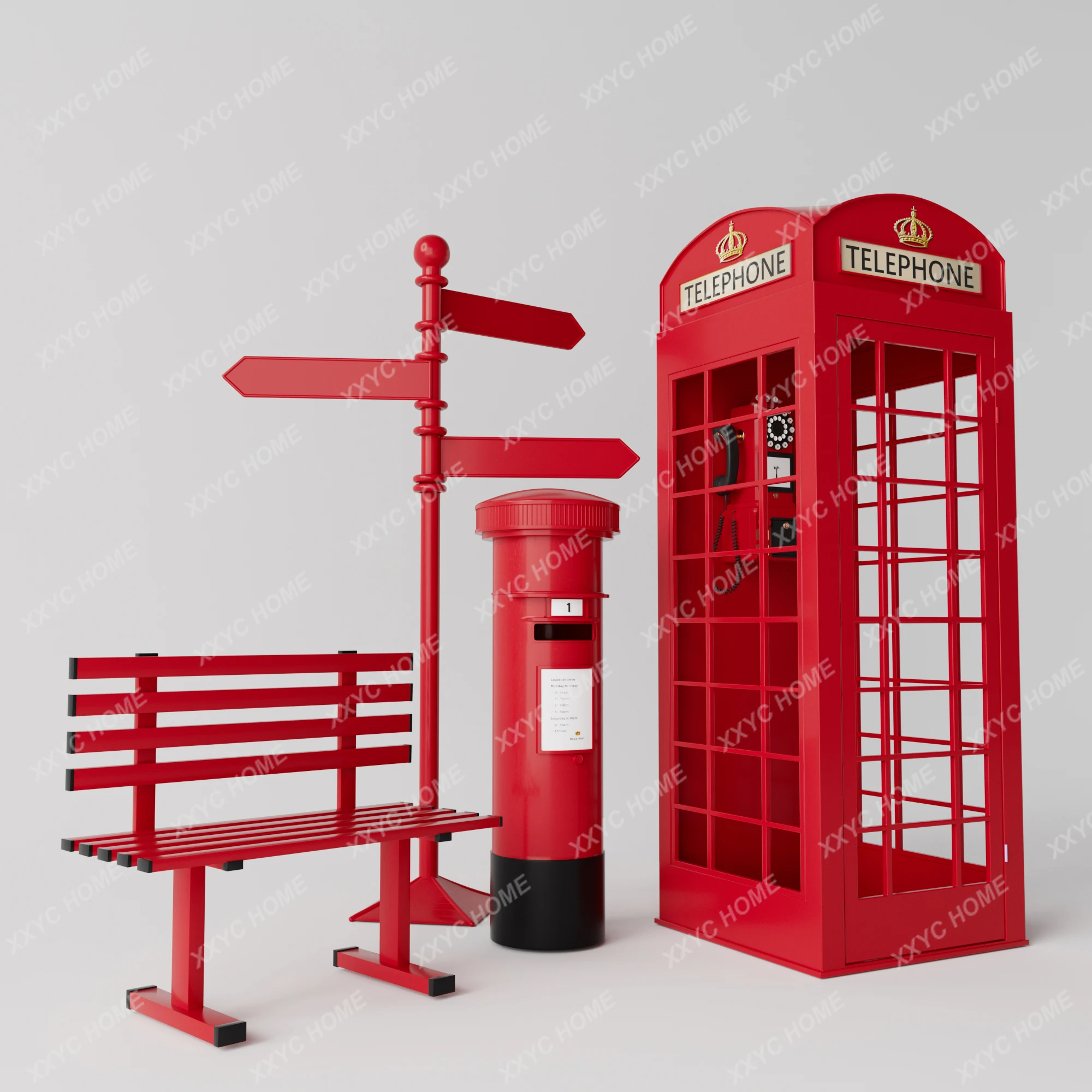 

Retro Telephone Booth Prop Decoration Wrought Iron Post Box Mailbox Newsstand Bar Decoration Model