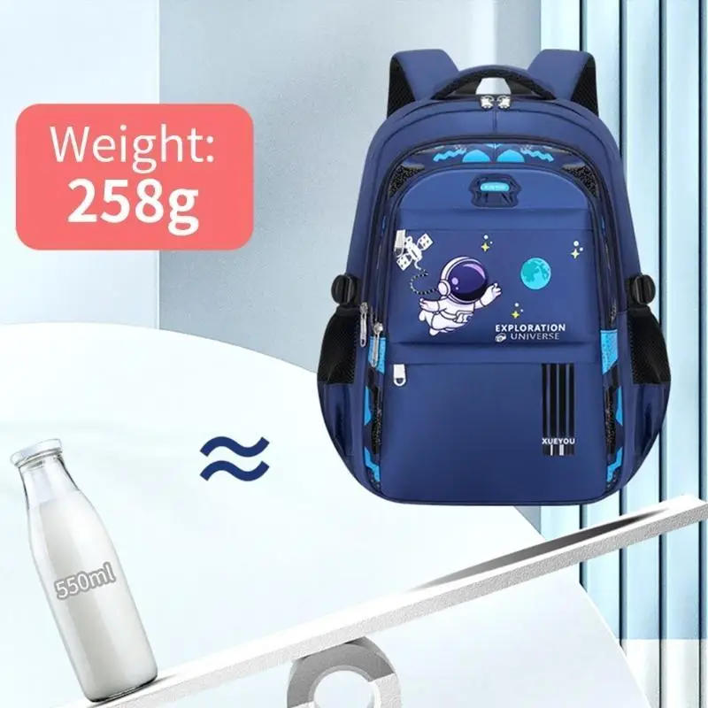 حقائب ظهر للمدرسة الابتدائية مع مساحة تخزين واسعة بطابع رائد فضاء، حقيبة نهارية كاجوال من قماش أكسفورد للأولاد والبنات 20CA