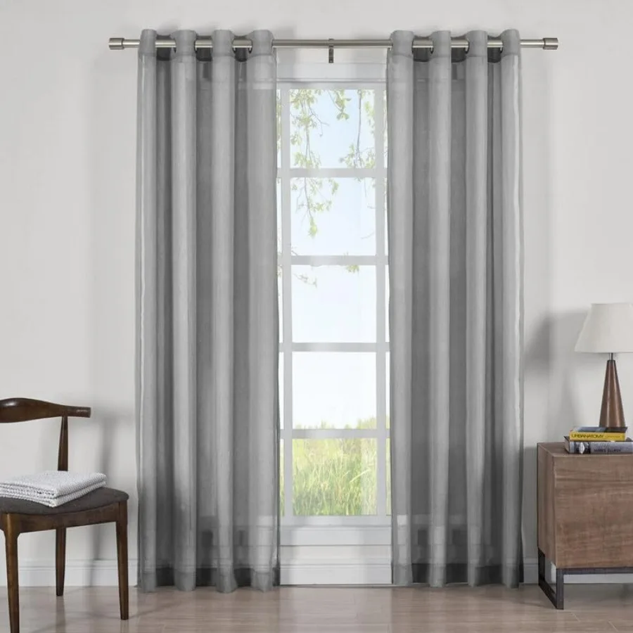 Aste per tende in nichel spazzolato con terminali a cappuccio, aste per tende decorative singole regolabili da 72-144 pollici