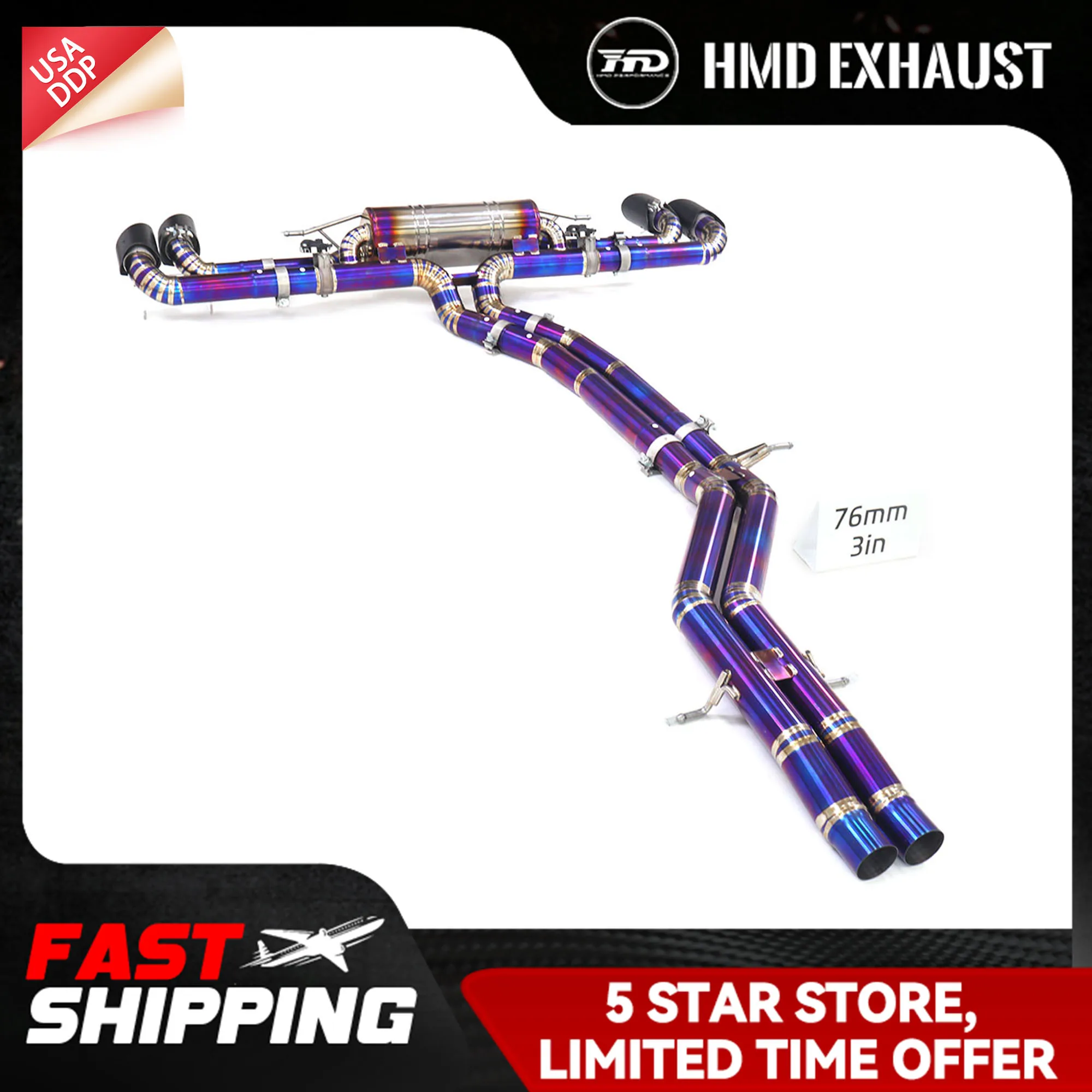 

HMD Exhaust Catback for Lamborghini URUS 4.0T Ti Baked Purple Electronic valve Today's Specials Exact Fit