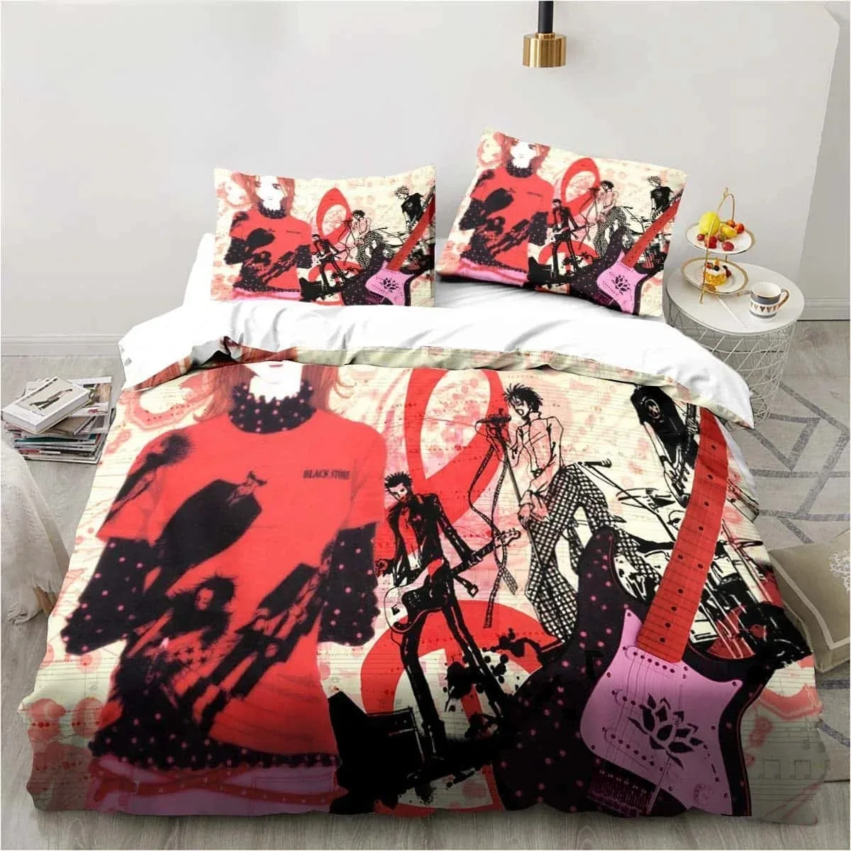 3D Print Cartoons Black Stone NANA Manga Bedding Set Single Twin Full Queen King Size Bed Set Adult Kid Bedroom Duvet Cover Sets