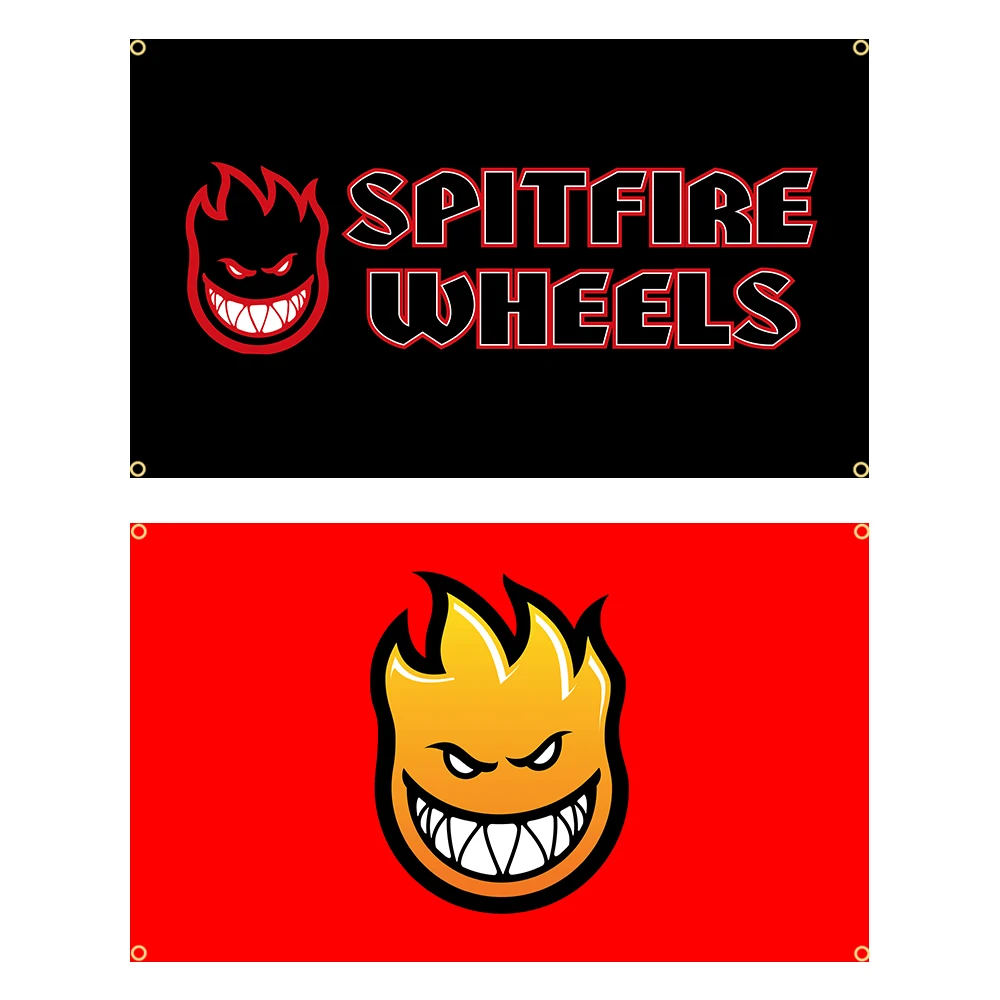 90x150cm Spit Fires SkateBoards Flag Polyester Printed Banner Home or Outdoor For Decoration Tapestry
