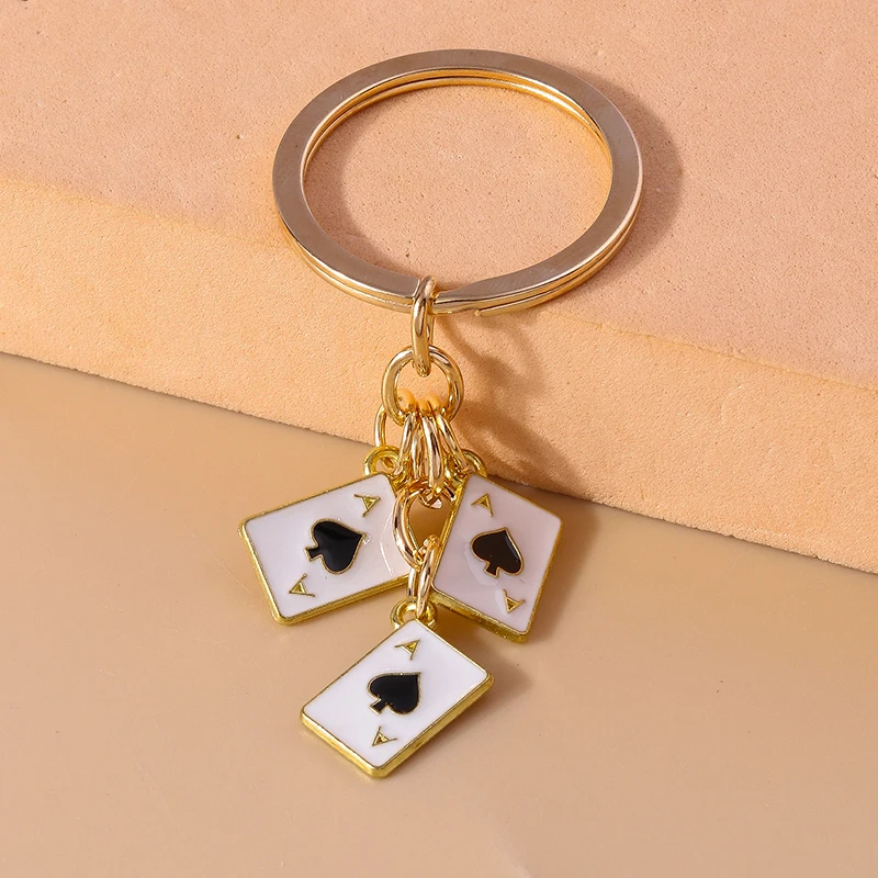 Creative Enamel Heart Ace Poker Keychain Playing Cards Keyring Pendants for Women Girl Handbag Accessories DIY Jewelry Gifts - Image 3