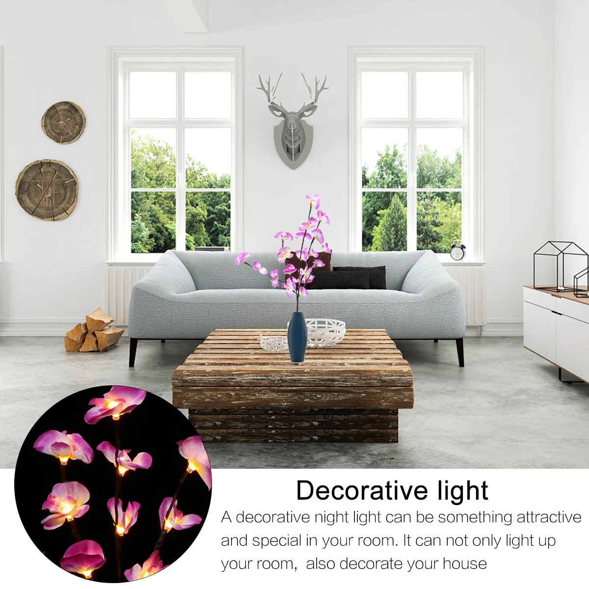 

Creative Simulation Phalaenopsis Branch LED Light Decorative Silk Cloth Flower Lamp for Home Party Bar Store Festive Atmosphere