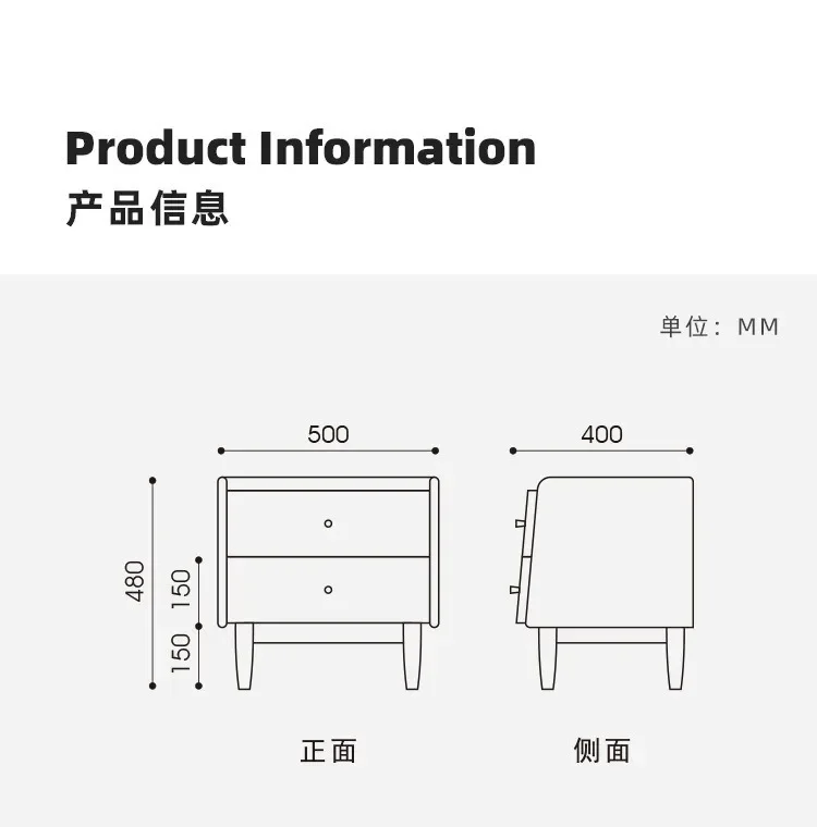 Nordic simple solid wood black walnut bedside table, bedroom small apartment side cabinet