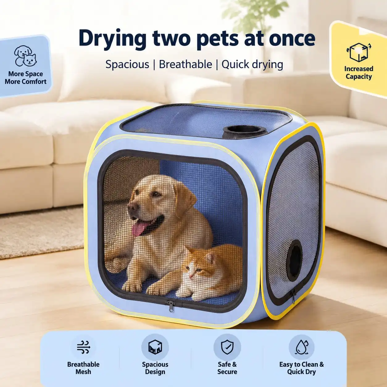 Portable Pet Drying Box Quick Dry Bath Blower for Cats And Dogs Hair Dryer Bag with No Hair Fly Feature for Household Use