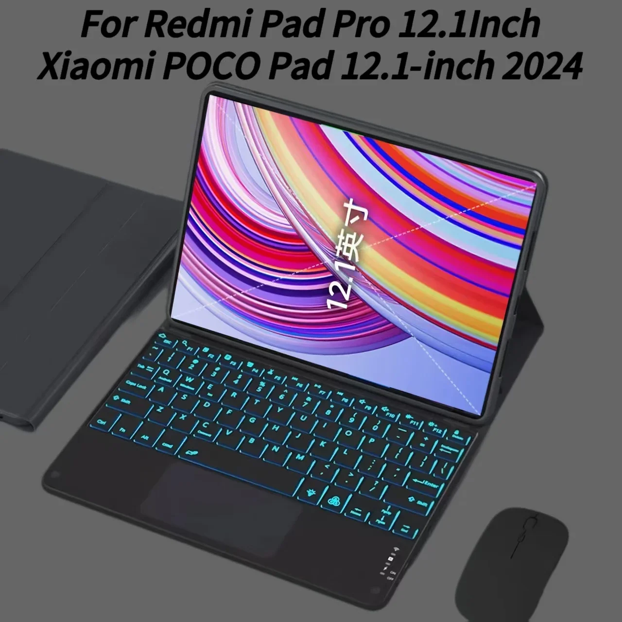 

Чехол для Xiaomi Redmi Pad Pro 12,1 дюйма, чехол для клавиатуры для Xiaomi POCO Pad 12,1 дюйма, 2024, чехол для клавиатуры