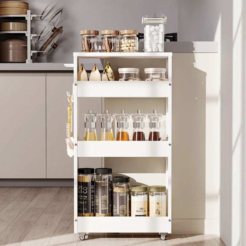 Multi-Layer Drawing Spice Holder High Guardrail Storage Rack Kitchen Ultra-narrow Storage Cart Stable Load-Bearing Seam Cabinet