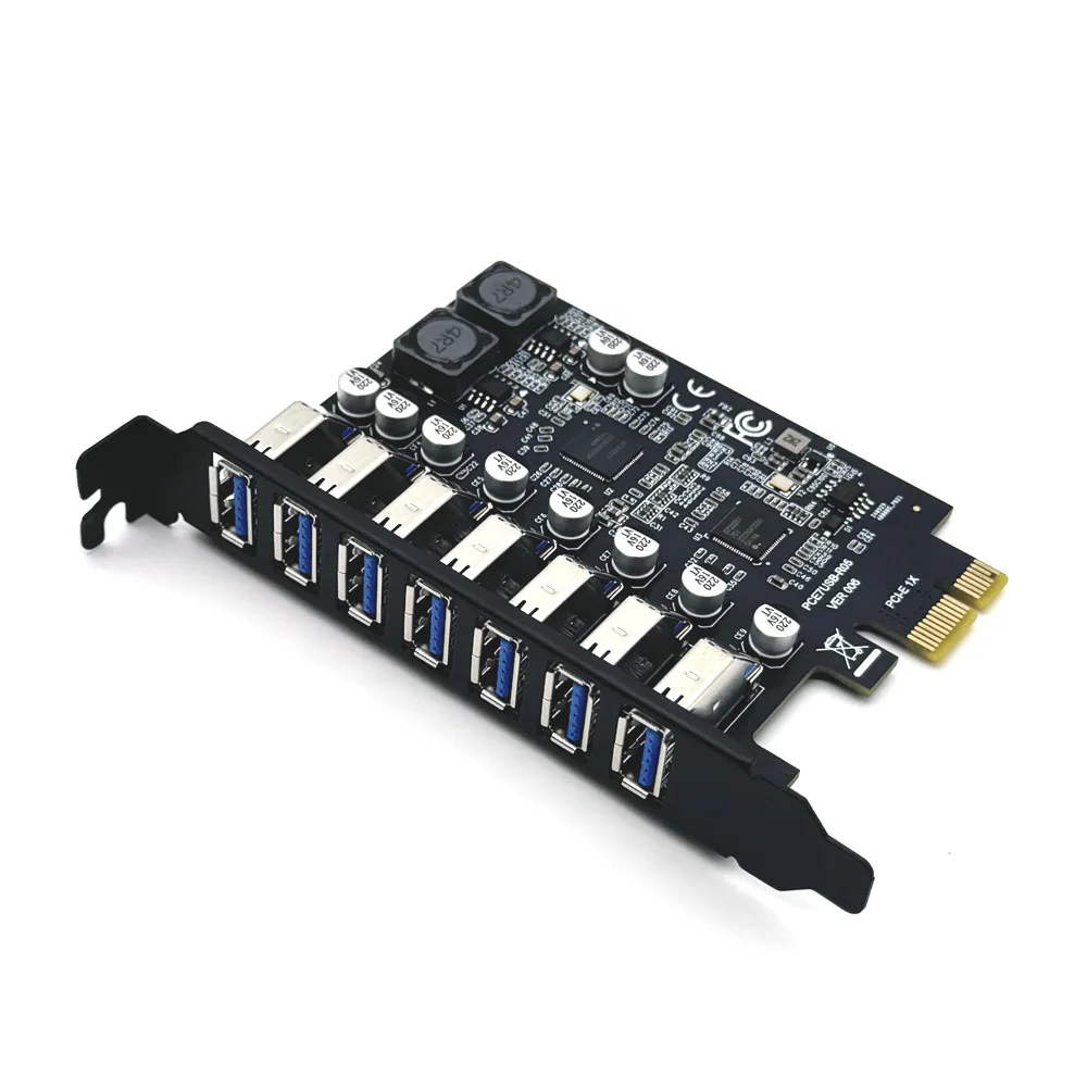 NEW 7 Port USB 3.0 PCI Express Expansion Card Adapter PCIE X1 to USB3.2 Gen1 5Gb 19Pin Header SATA/4Pin Power NEC D720201 Chip