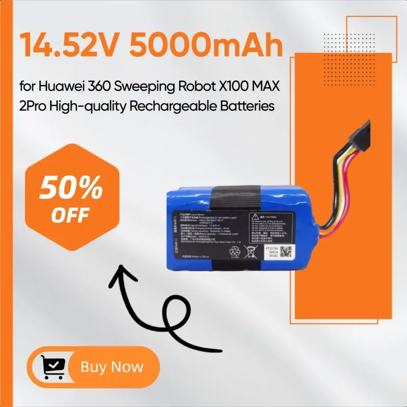 

New 14.52V 5000mAh for Huawei 360 Sweeping Robot X100 MAX 2Pro High-quality Rechargeable Batteries