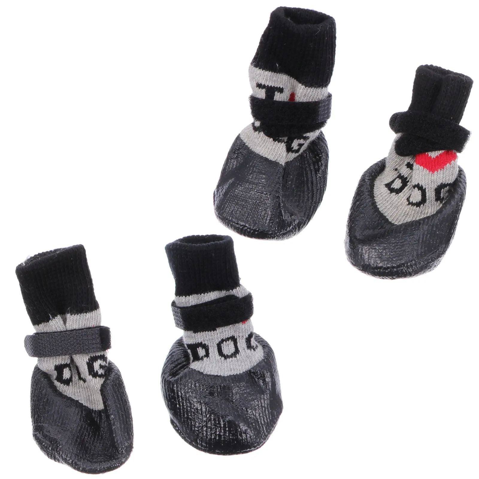 4Pcs Premium Wool Dog Socks Puppy Shoes Sock Anti-Slip Sole Pet Boot Warm Protection Cute Pattern Dog Foot Wear for Small Medium