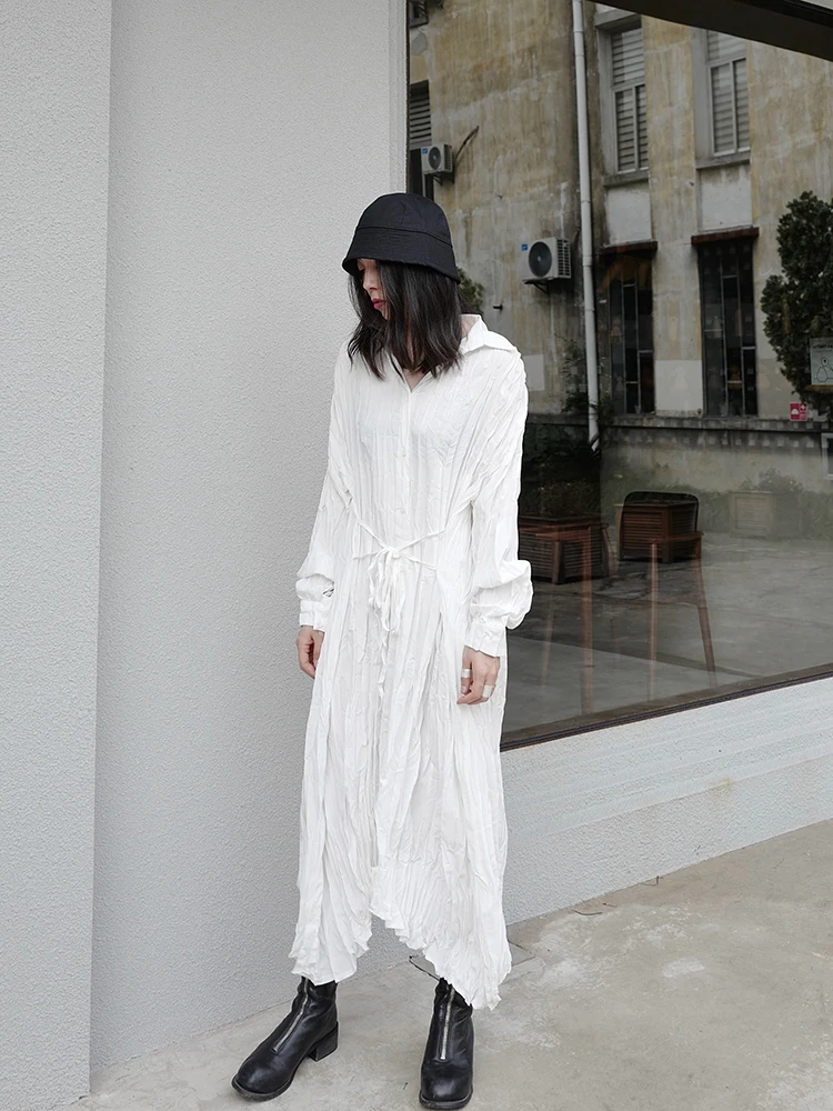 

Dark Design Slimming Large Size Loose Casual Long Dress Women's New 2026 Pleated Street Style Comfortable Breathable Polyester